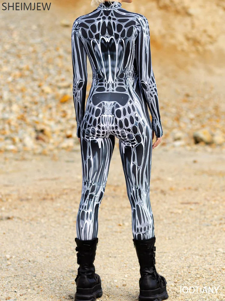 Sexy Black White Pattern Muscle Print Couple Jumpsuit Halloween Party Art Line Bodysuit Festival Zentai Set Rave Unique Catsuits