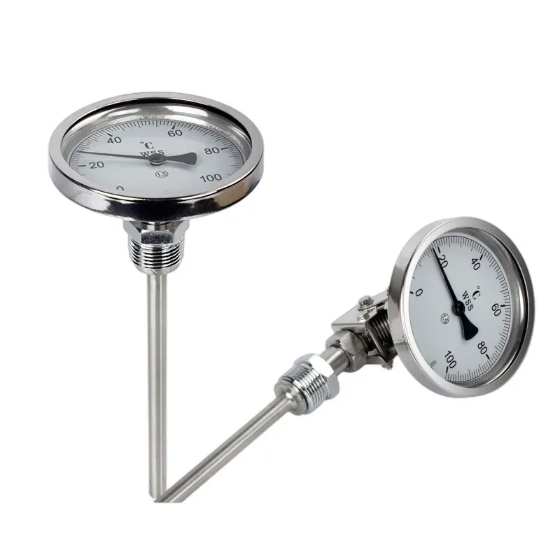 Bimetal thermometer with far spread stainless steel anticorrosive shockproof boiler high temperature industrial thermometer