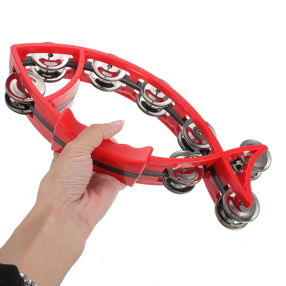 

2Pcs H Bell Shaking Toys Small Fish H held Tambourines Plastic Musical Party Props Kids Learning Percussion Instruments Stage