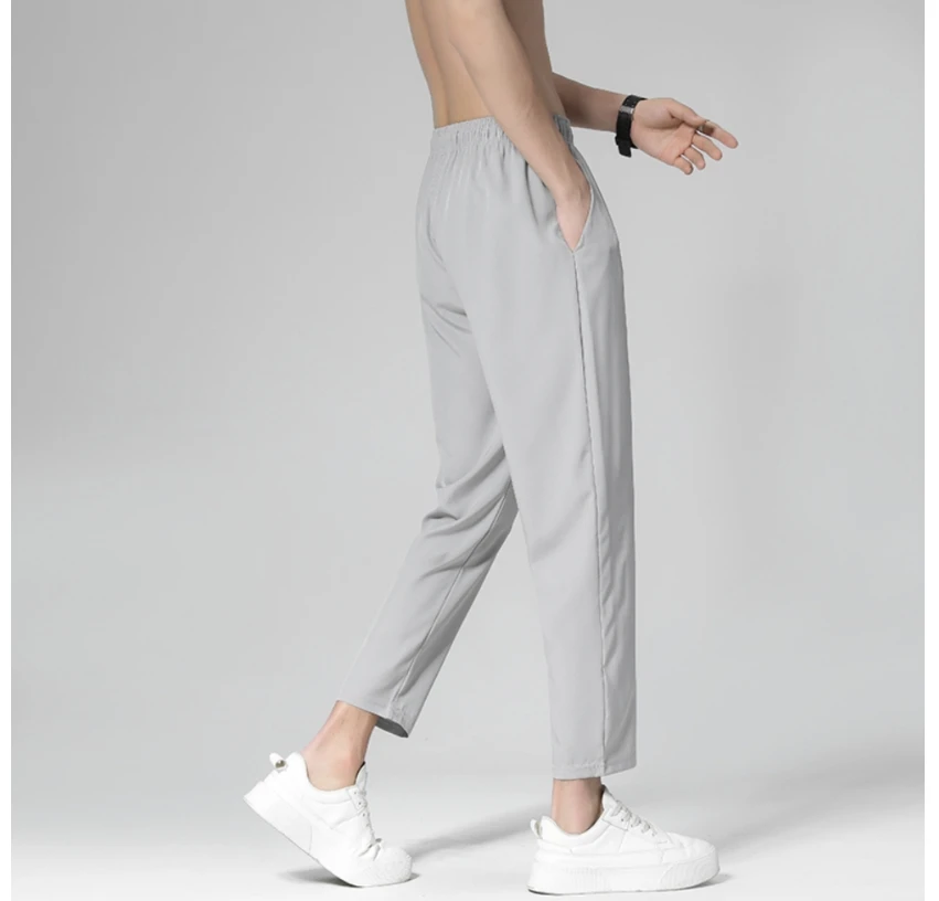 2024 men's casual pants summer thin nine-point sports pants straight leg trend all match breathable fashion sweatpants