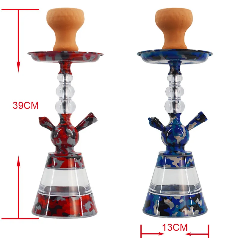 Shisha narghilè Water Pipe Factory acrilico Shisha narghilè plastica tubo singolo intero Set piccolo bollitore mimetico