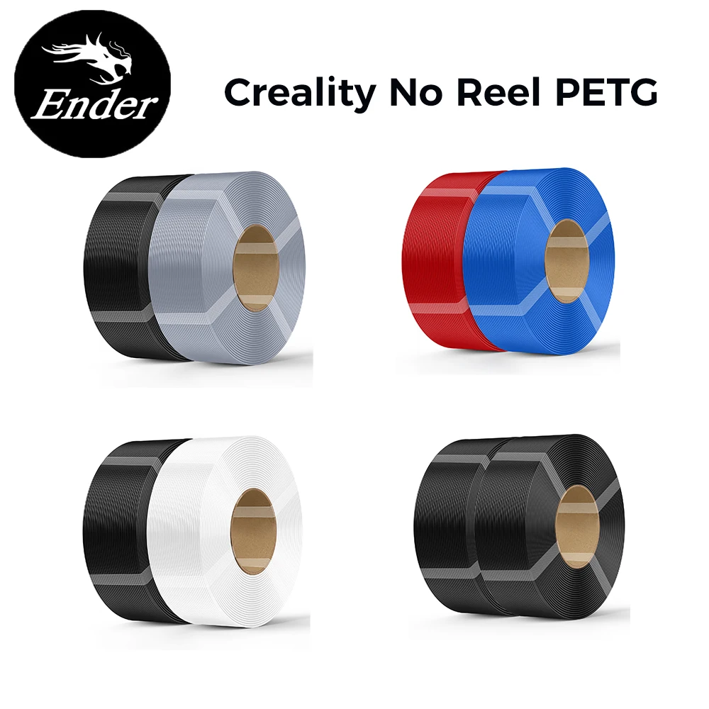 Creality PETG 2 Rolls Refill Filament 2KG No Reel PETG 1.75mm 3D Filament for All 3D Printer on Reusable Spool 2pcs 1KG Filament