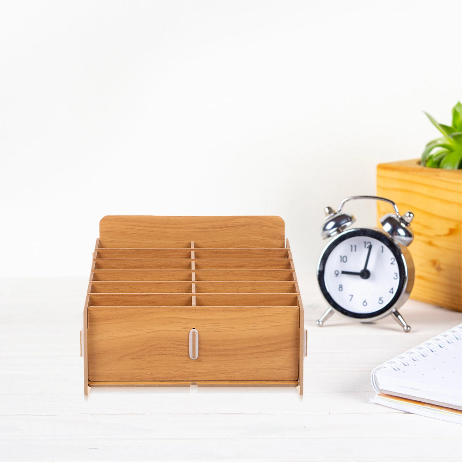 

Bill Storage Box Home Container Small ganizer Desk Holder Brown Box With Slot Desktop Wood Case Storage