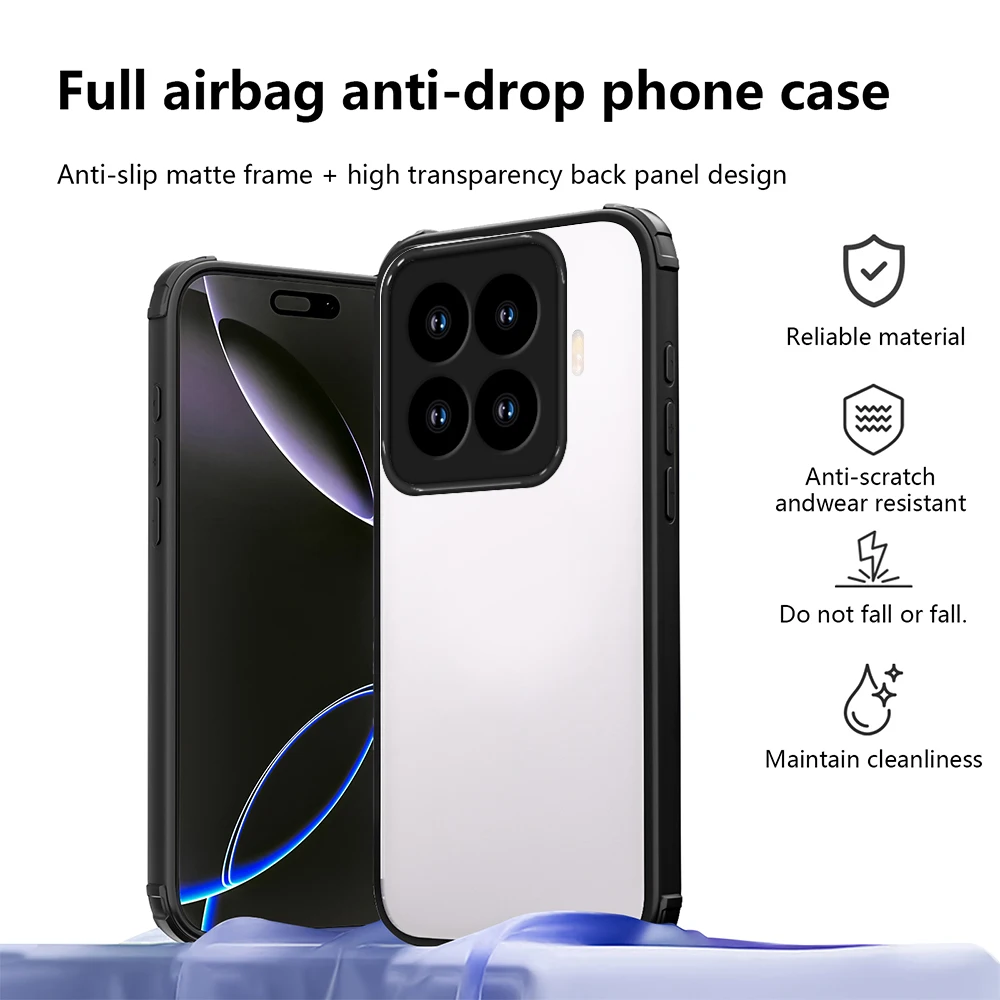 حافظة لهاتف Xiaomi 15T Pro بأربعة زوايا وسائد شفافة مقاومة للصدمات لهاتف Xiaomi Mi 15 T 15Tpro غطاء خلفي غير لامع مضاد للسقوط #6