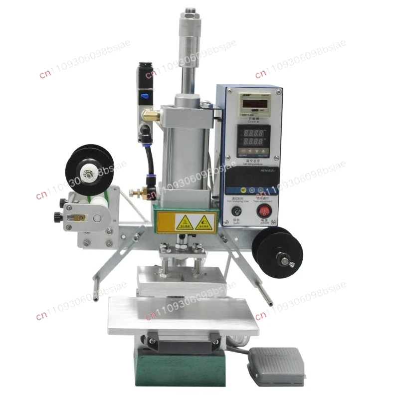 Pneumatic hot stamping machine Automatic roll paper hot stamping machine Leather wood label branding machine