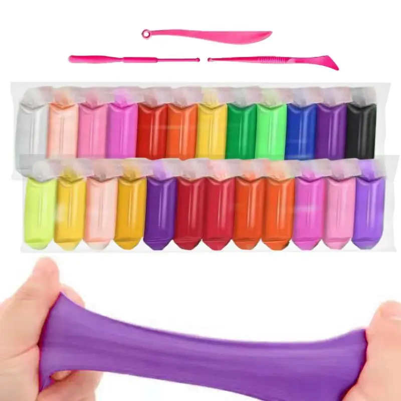 12/24 Colors Air Dry Clay Set Super Light Plastic Clay With Sculpting Tools Kids Educational Toy Children Handicrafts Supplies
