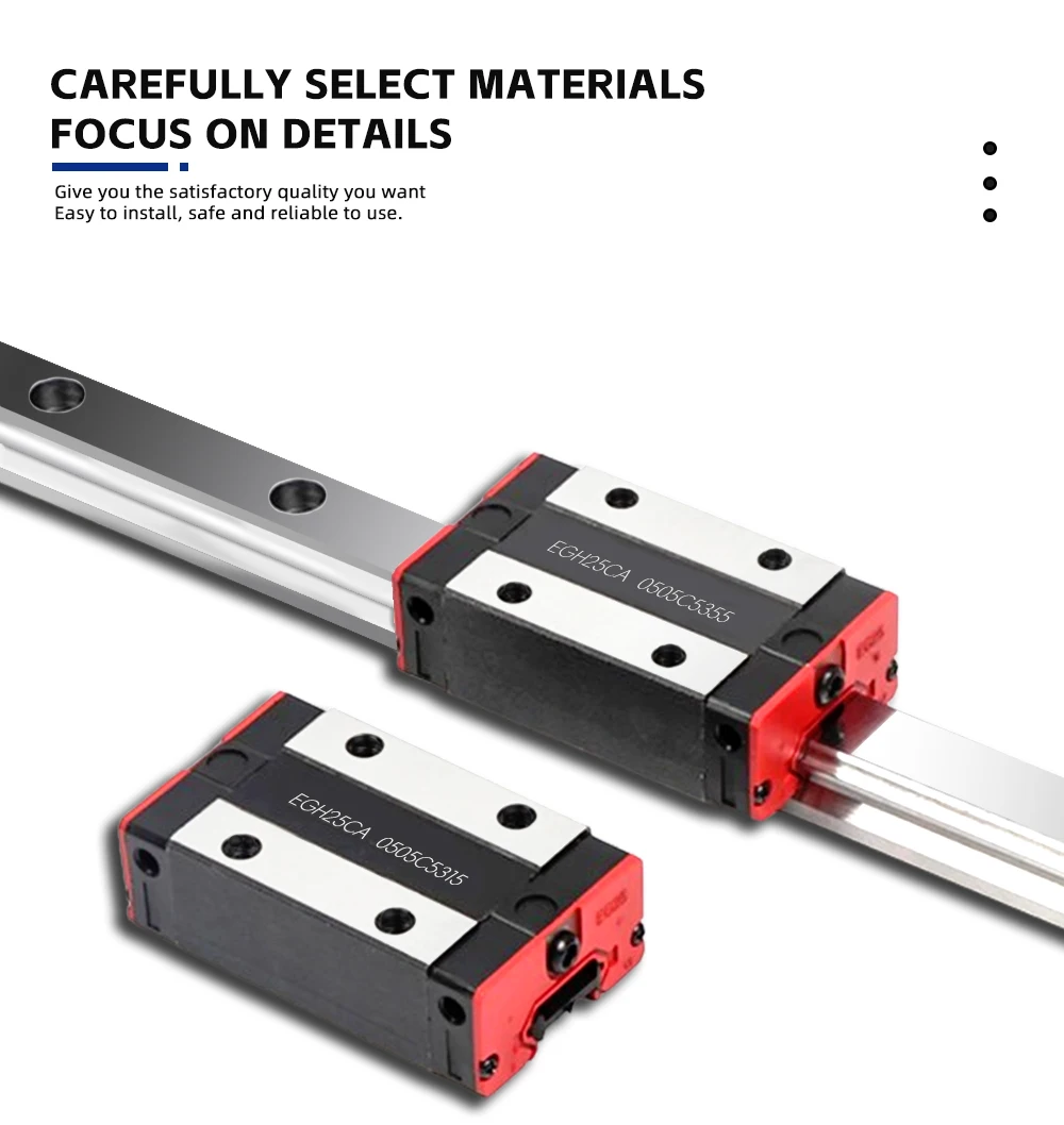 2 Stück EGR15 EGR20 EGR25 Linearführung 100 mm-1000 mm Linearschienen + 4 Stück EGH15CA EGH20CA EGH25CA EGW20CC Schieberblock für CNC-Teile – Detail 9