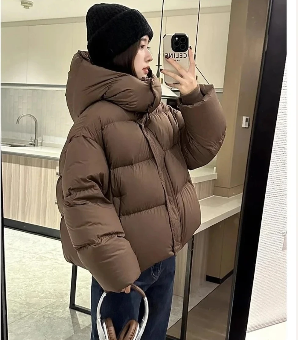 

Down jacket women's high-end women's 2024 winter fashion hooded thickened puff-feel bread jacket