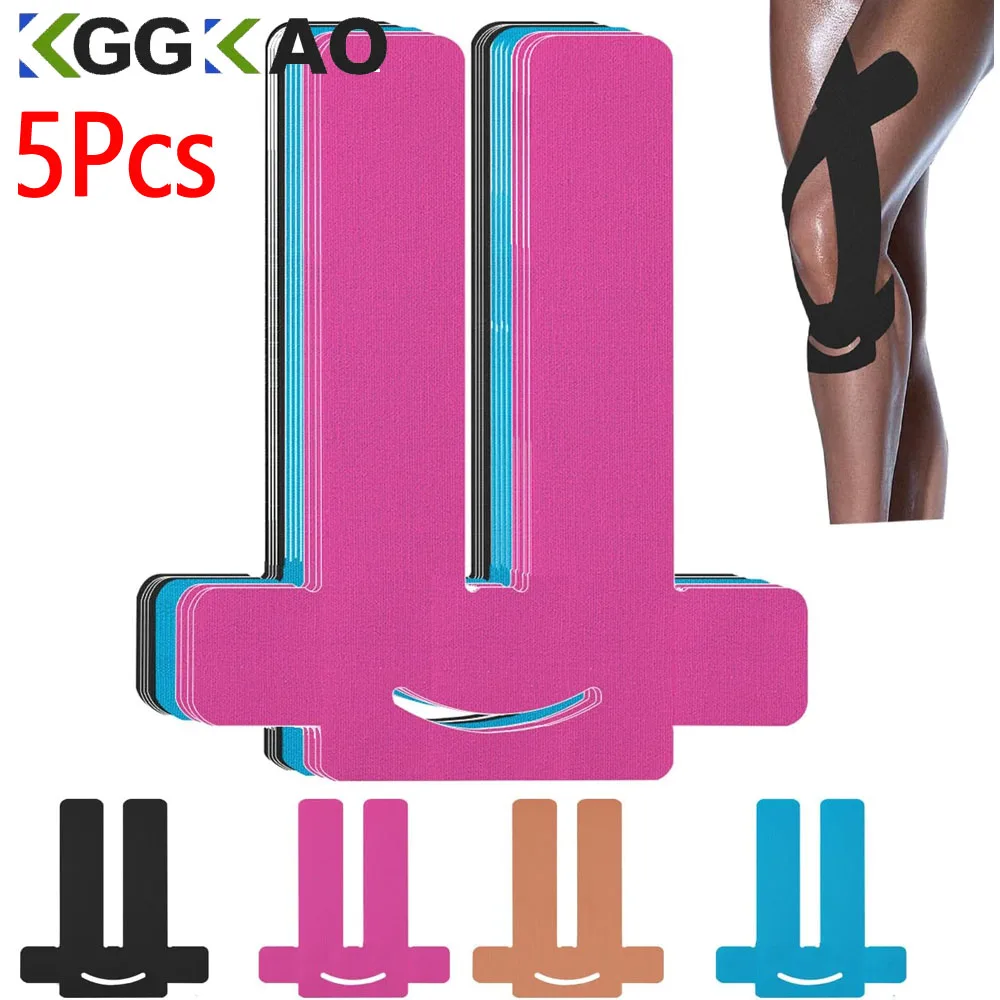 

5PC Precut Kinesiology Tape for Knees Support & Stability,Knee Pain Relief Athletic Tape,Waterproof&Elastic,Hypoallergenic Latex