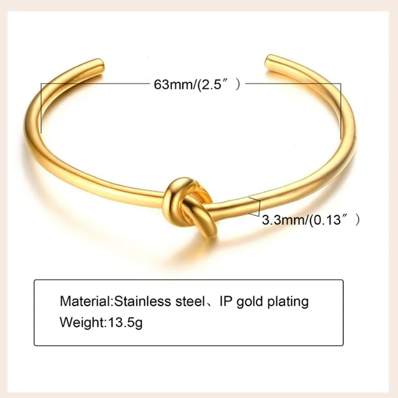 Trendy Round Circular Open Knot Cuff Bangle Bracelets For Women Elegant GoldColor Jewelry Noeud Armband Pulseiras