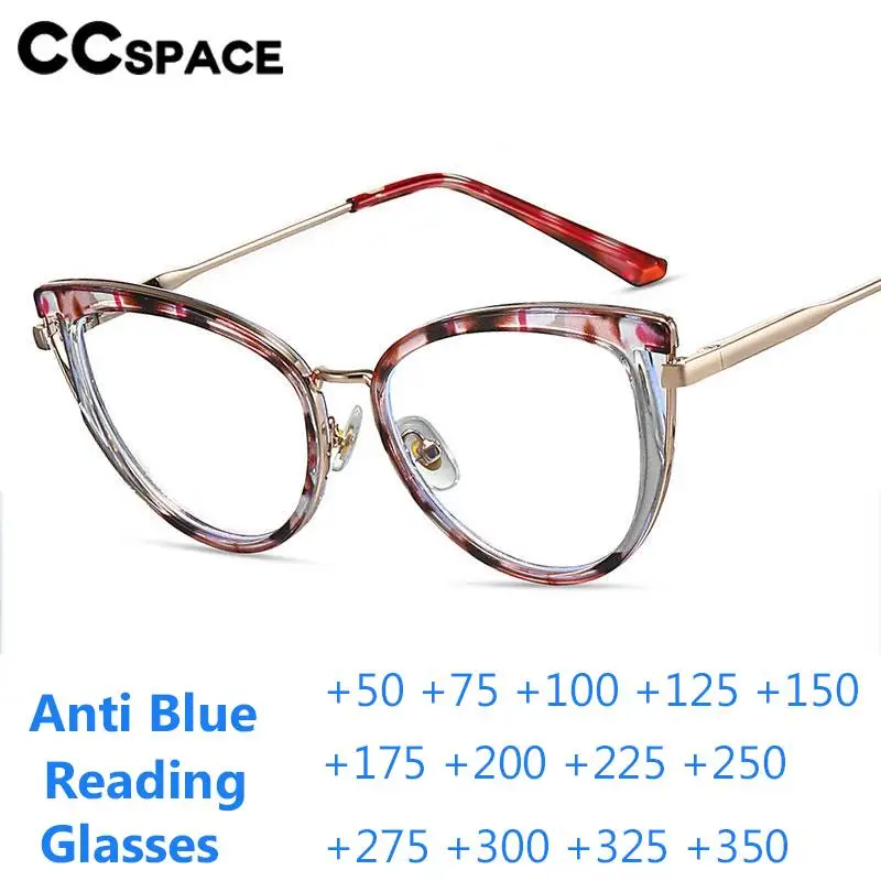 B57628 Ultralight Tr90 Anti Blue Light Reading Glasses Stylish Spring Hinge Optical Presbyopia Eyeglasses +50+100+150+200+350