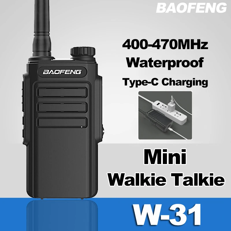 

BAOFENG W-31 Mini Walkie Talkie Upgrade IP55 Waterproof UHF 400-470MHz Type-C Amateur Long Range Communication Radios BF-W31