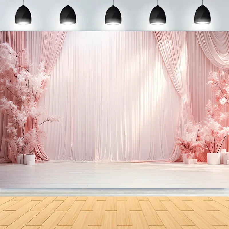 Guirnalda de flores estéticas para decoración de interiores, fondo blanco de fantasía, cortina de boda, telón de fondo de fotografía, accesorios de estudio fotográfico, SG-12