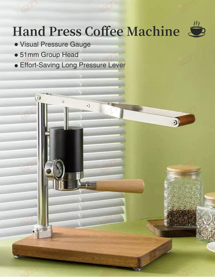 51mm Extraction Head 85ml Inner Cavity Retro Hand Press Espresso Coffee Machine With Visual Pressure Gauge Long Press Lever