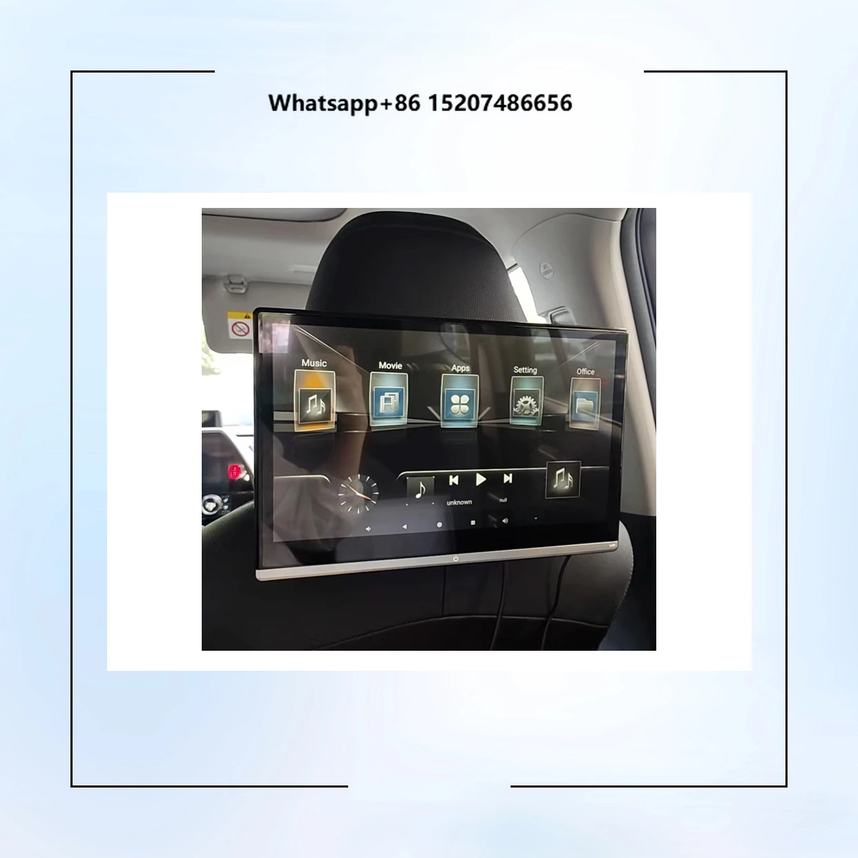 Inch Advertising Screen Car Headrest  Player Rear Seat Entertainment System on Digital Screens