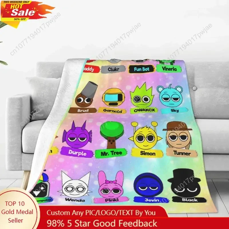 Cute Sprunki Incredibox Flannel Super Blankets Soft Throw Blanket  Decor Blankets For Bed Sofa Cozy Fuzzy Custom blankets
