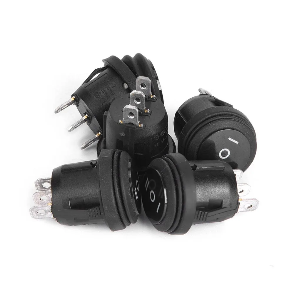 

5 шт. прочный черный кулисный переключатель 3 положения 10A 125 В круглый кулисный переключатель водонепроницаемый 6A 250 В SPST переключатель управления питанием