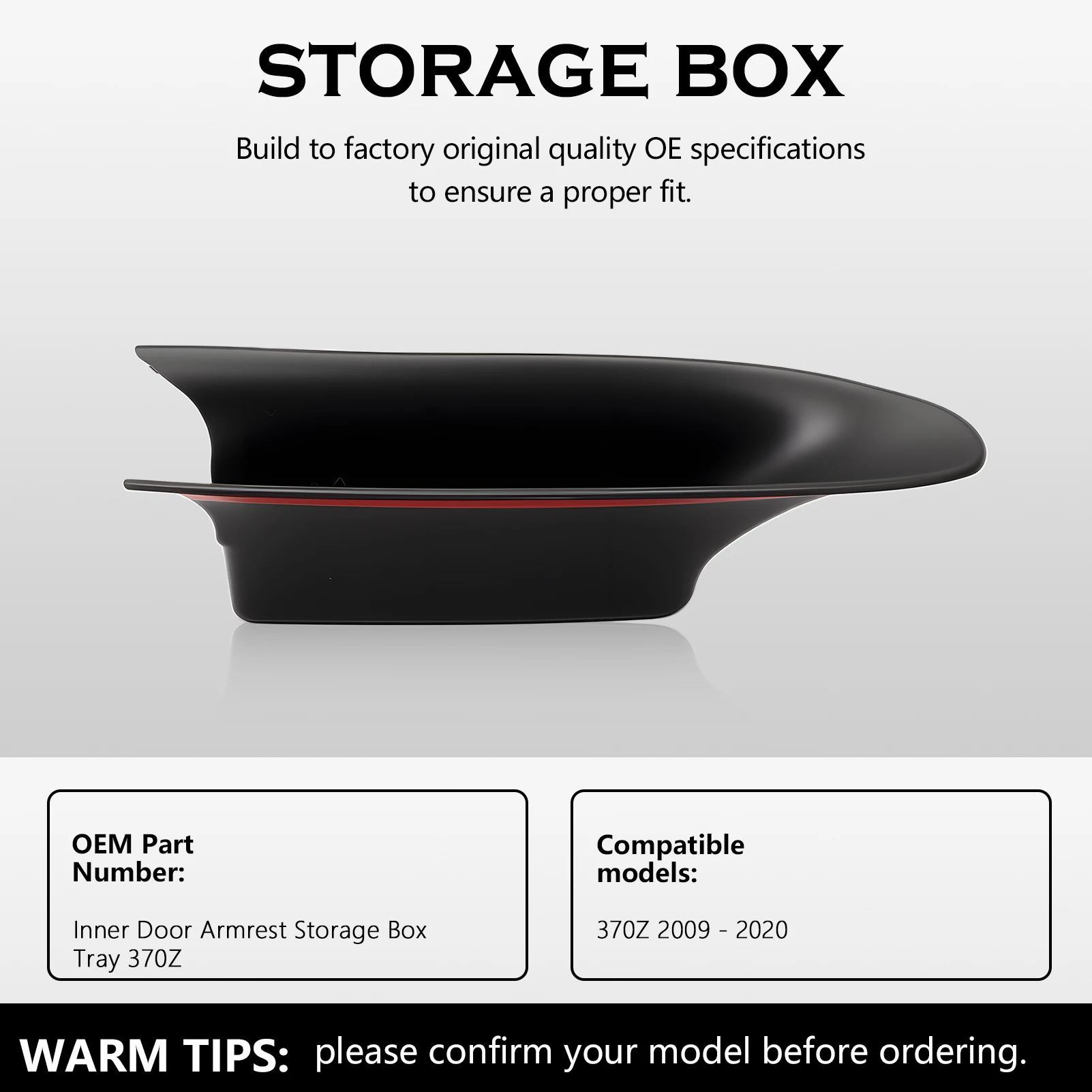 

Inner Side Door Side Storage Box Cover for Nissan 370Z 2009-2020, Z 2023-2024 Interior Accessories Organizer