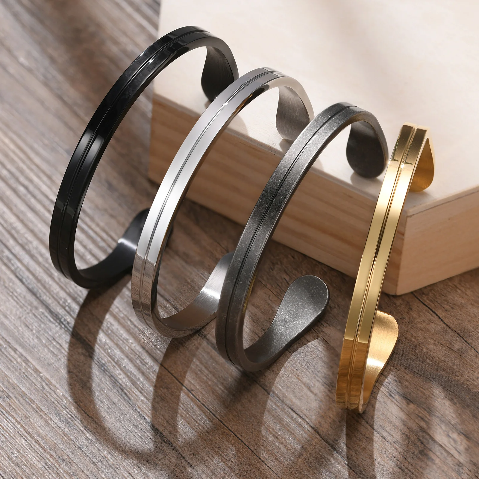 Men's Custom Letter Stainless Steel Cuff Bracelet