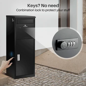 屋外用ルームマークパッケージ配送ボックス、ポーチの縁石用の防水盗難防止ロック可能な小包ドロップボックス、15.75 × 16.15 × 43.5in