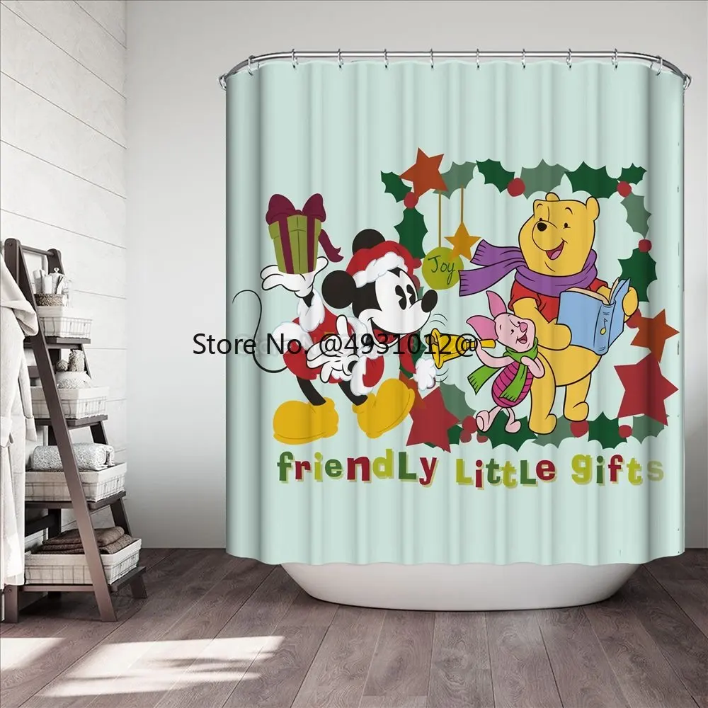 2023 Mickey Minnie Mouse Kids Shower Curtains for the Bathroom Curtain Anime Cartoon 3D Print Wash Shower Waterproof Home Decor