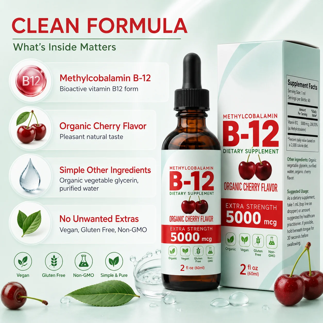 비타민 B12 드롭스 5000mcg 메틸코발라민 액상  - Nutrition & Fitness Hub 리뷰 및 가격