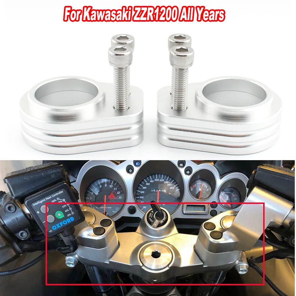 

For Kawasaki ZZR1200 All Years Motorcycle Accessorie Aluminum Raise Handlebar Heightening 19.55mm Code Riser Mount Clamp Adapter