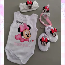 Juguetes Educativos de Minnie Mouse para bebés, cuentas con nombre personalizado, Clip de chupete, zapatos de princesa de encaje blanco para niños pequeños para niñas de 0 a 8M, nuevo