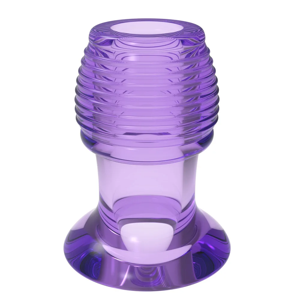 Hollow Anal Plug Ribbed Transparent Butt Plug Silicone Anal Tunnel Enema Dilator Stretching Adult Sex Toy for Men Women Gay - view 2