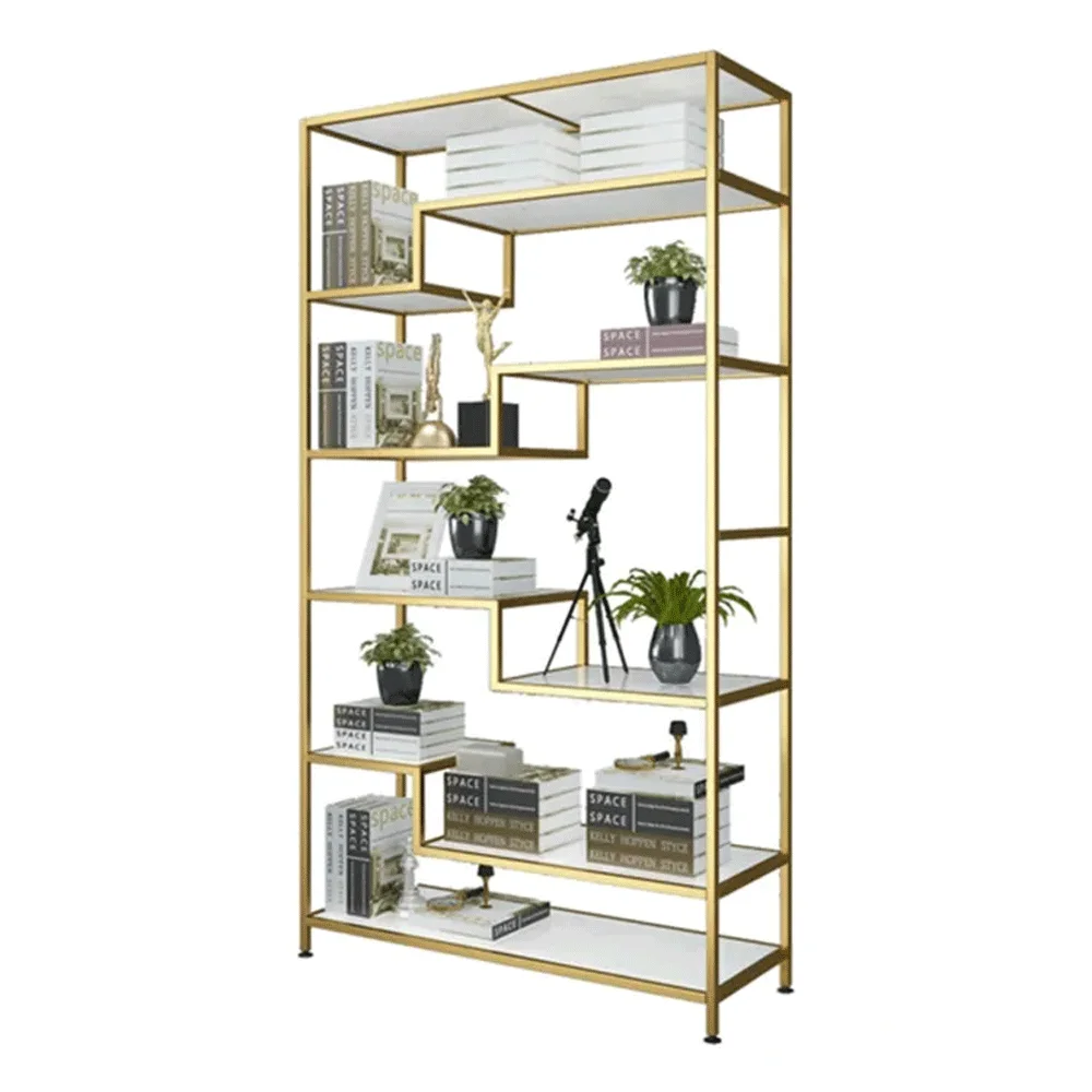 

Golden stainless steel metal frame black glass top wine shelves