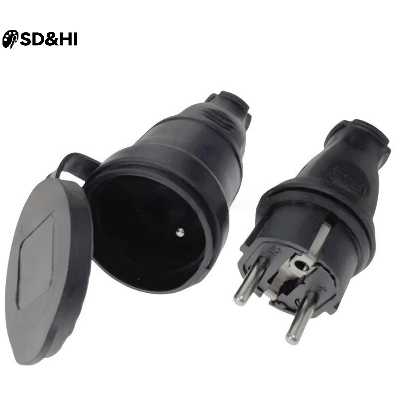 European Rubber Industrial Male Or Female Plug Socket 16A 220V-250V 2P+E IP44 Waterproof Electric Power Connector