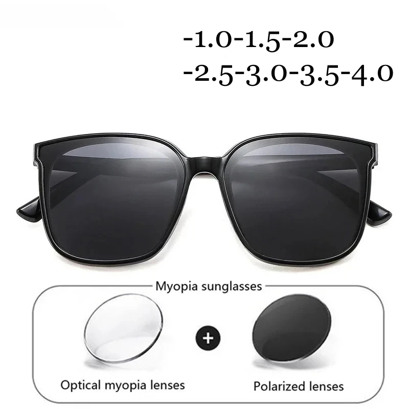 

2024 Fashion Myopia Polarized Sunglasses Men Women Oversized Black Driving Eyewear Trendy Outdoor Sun Glasses Diopter 0 To -4.0