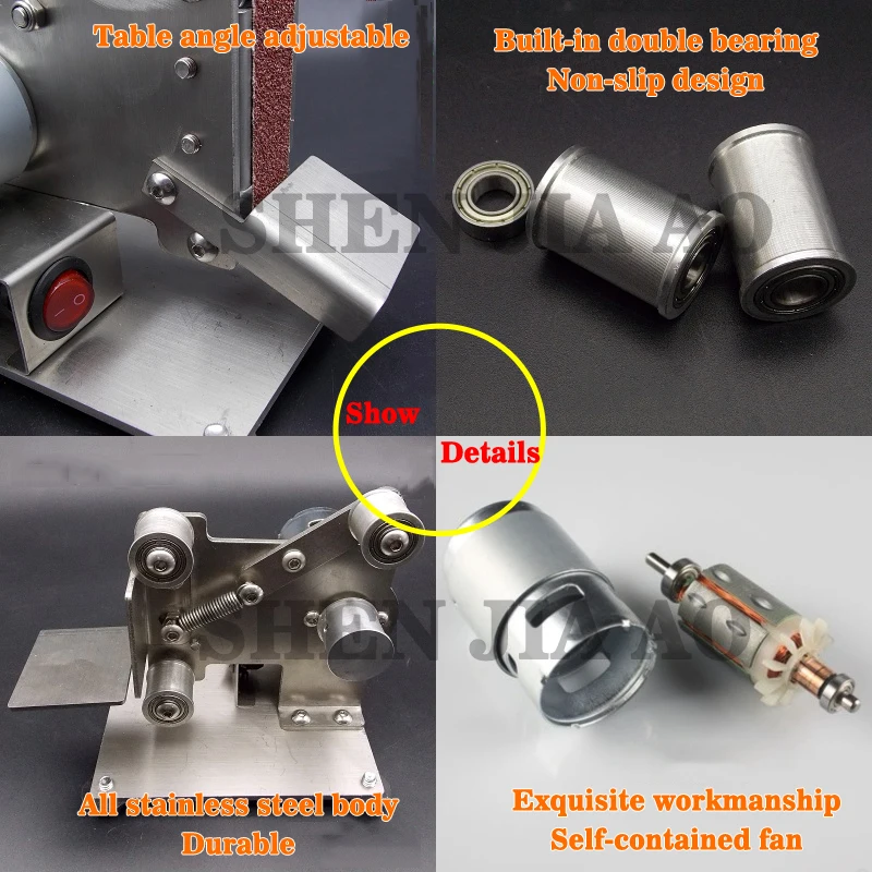 Small Mini Belt Machine Stainless Steel DIY Belt Grinding And Polishing Machine 110-220V Desktop Fixed Angle Sharpening Machine