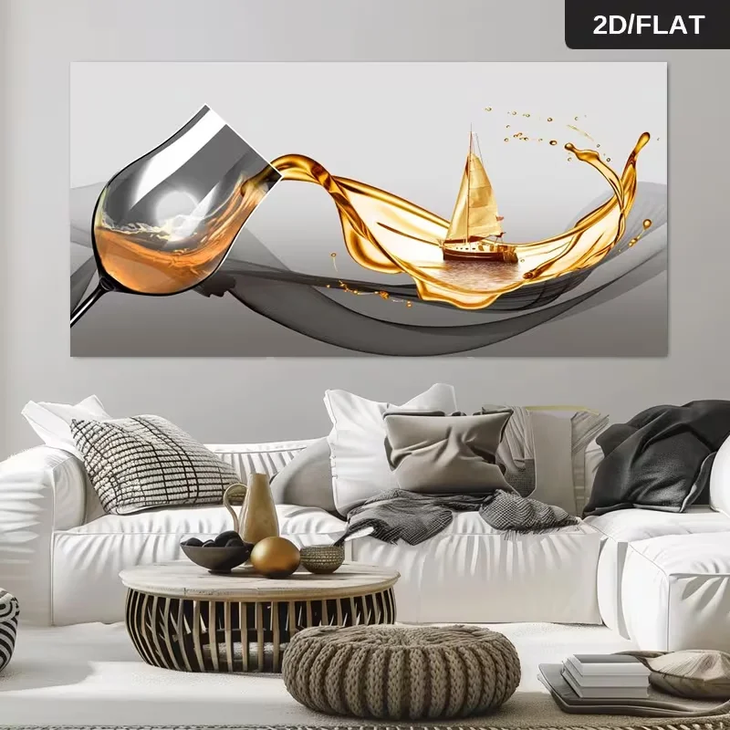A 2D Flat Canvas Art Piece Measuring 27.56 by 55.12 Inches Or 70 by 140 Centimeters, Featuring a Modern Abstract Design of a Win