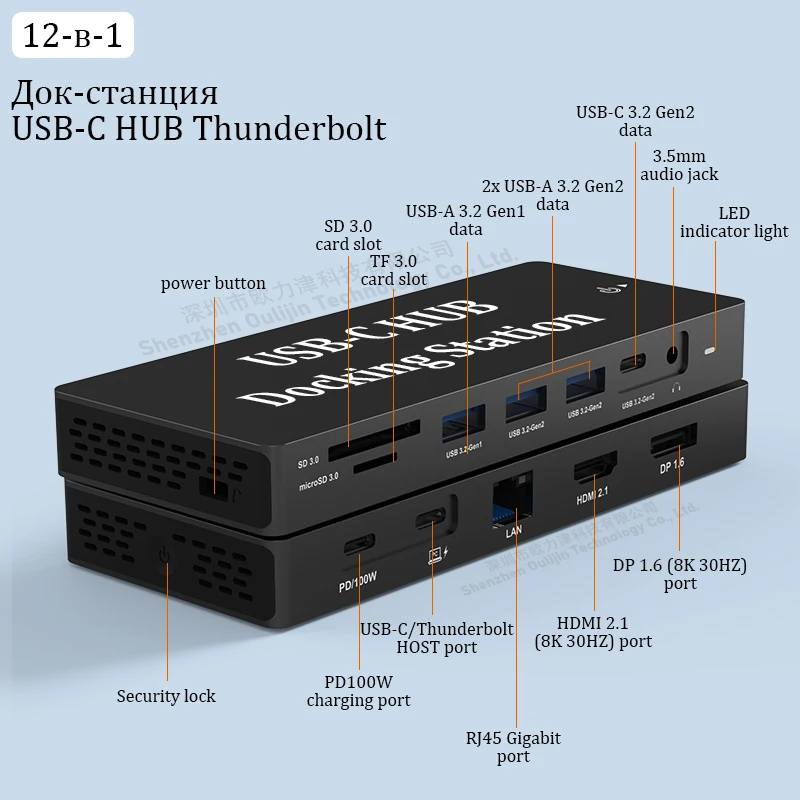 MST HUB USB 3.2 Gen2 10GBPS Data Thunderbolt Dock 2x HDMI Display 8K 30HZ Laptop Accessories for MacBook Pro Air Dell Lenovo HP