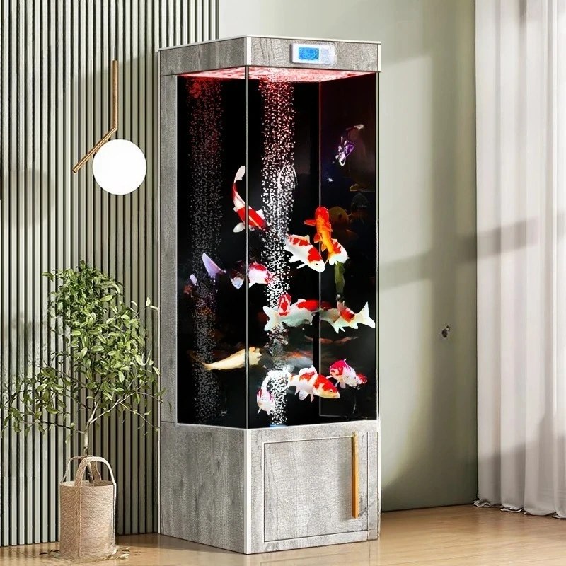 160/320 liters Filtration and oxygen production integrated tubular glass fish tank living room  medium and large smart aquarium