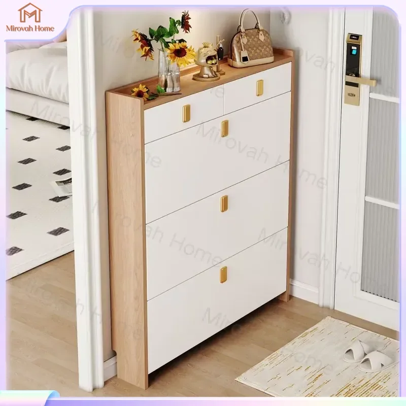 For Ultra Thin Tipping Shoe Cabinet Modern Entryway Storage Large Capacity Flip Door Organizer Space Saving Furniture Home