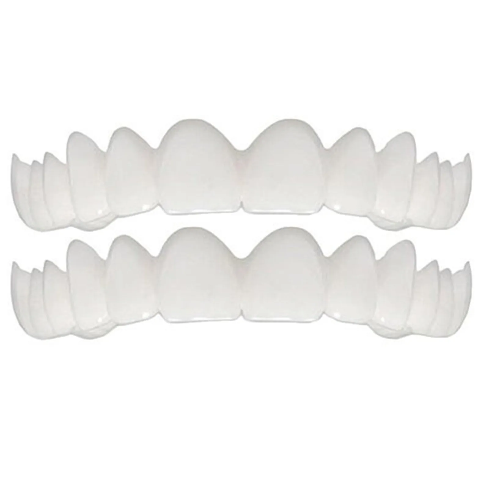 2Pcs/Set Comfort Fit White Fake Teeth Cover Top Veneer Denture Kit Teeth Veneer Silicone simulation decorative dental braces