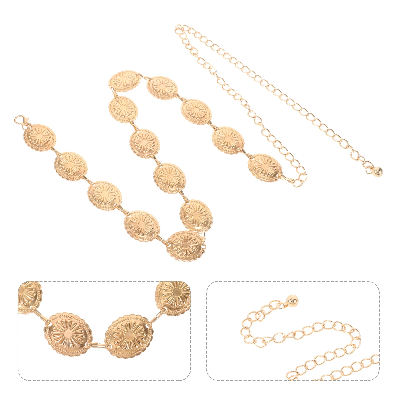 

Adjustable Metal Western Concho Chain Belt Cowgirl Waist Chain Boho Belt for Country Concerts Dresses Jeans Country Dress