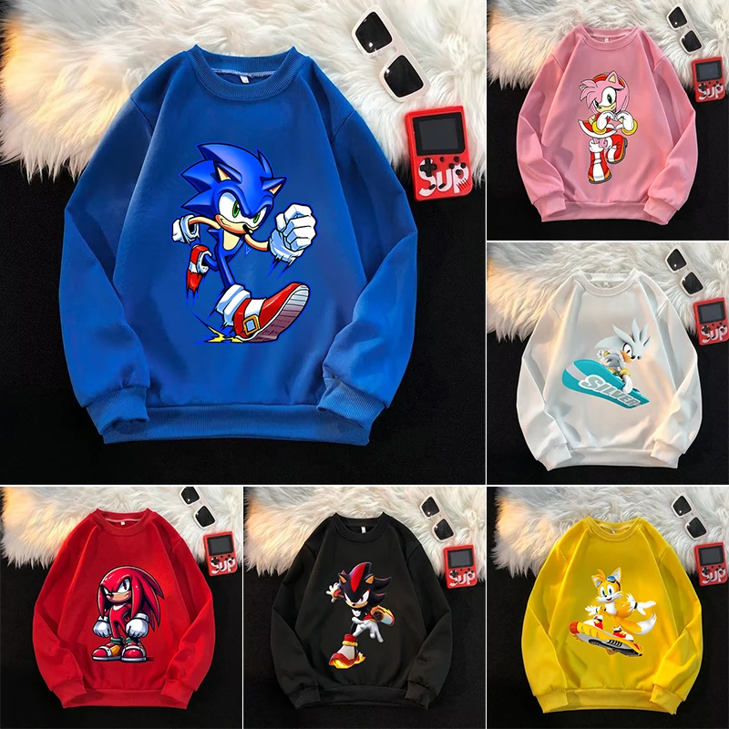 

Sonics Kids' Pullover Hoodies Boy Girl Cartoon Anime Sweatshirt Spring Autumn Round Neck Fashion Hoodie Top Home Clothing Gifts