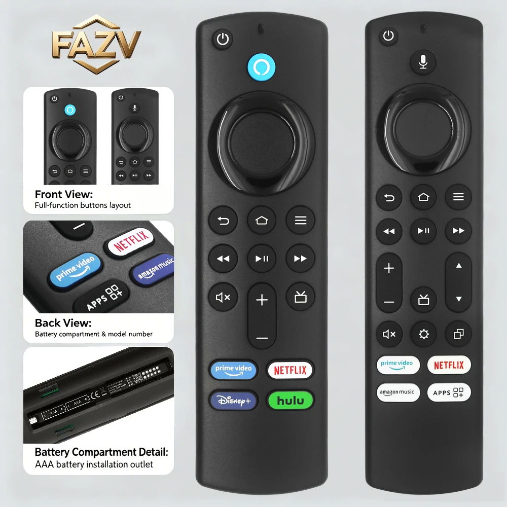 FAZV Voice Remote for Amazon Fire Stick 2/3/4K H69A73 L5B83G Basic Smart TV EL7365/EL7366/EL7367/EL7368