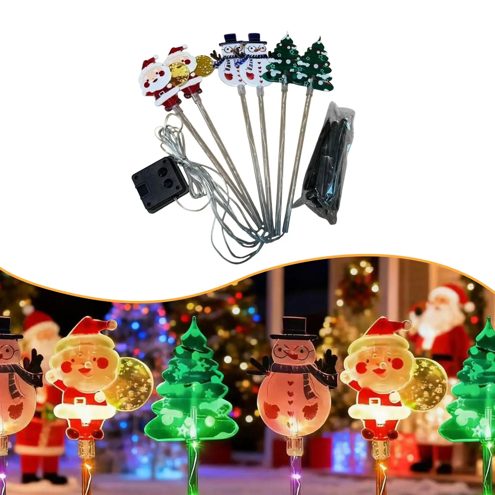 6 قطع من أضواء مسار عيد الميلاد بالطاقة الشمسية، إضاءة عيد الميلاد LED للمسار