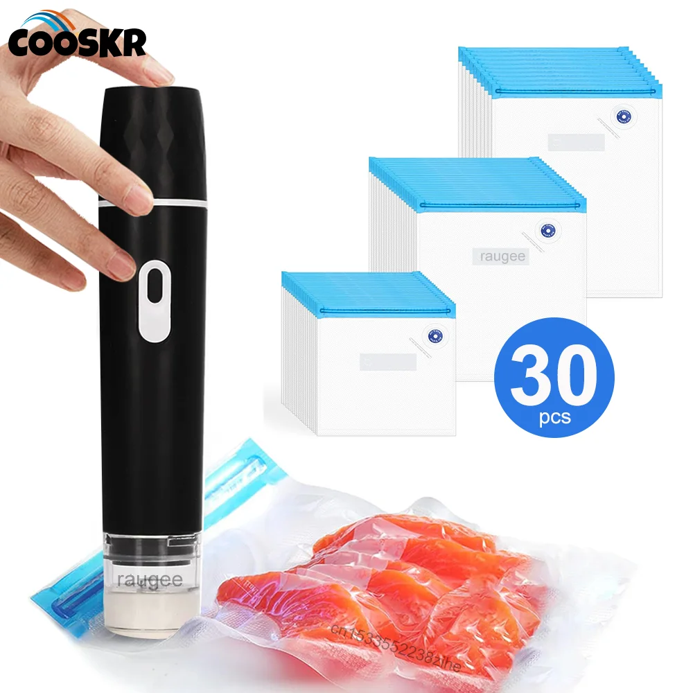 Electric Vacuum Sealer Pump Rechargeable Portable Sealing Machine Air Pump with Reusable Vacuum Sealer Bags Food Packaging Bag