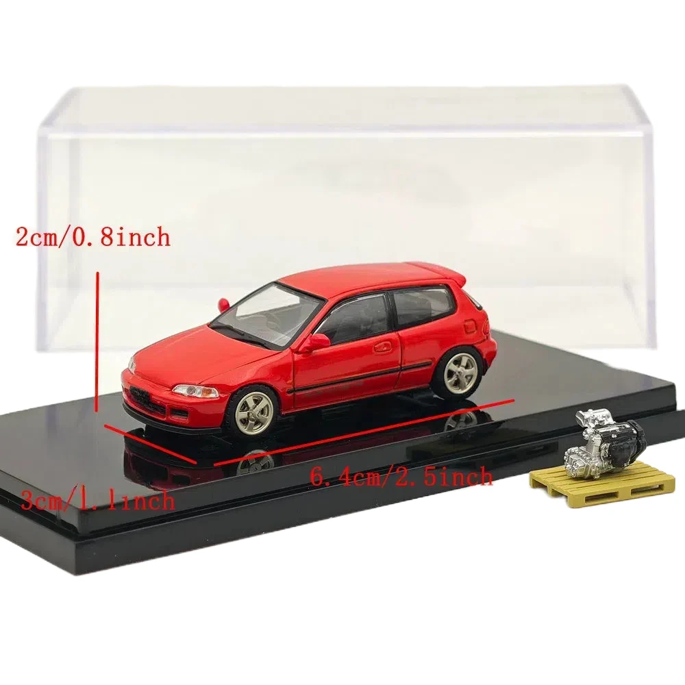 1/64 Hobby Japan dla CIVIC (EG6) Sir-S z wyświetlaczem silnika Model HJ 641017 S Odlewane modele samochodów Kolekcja samochodów Miniaturowa zabawka samochodowa