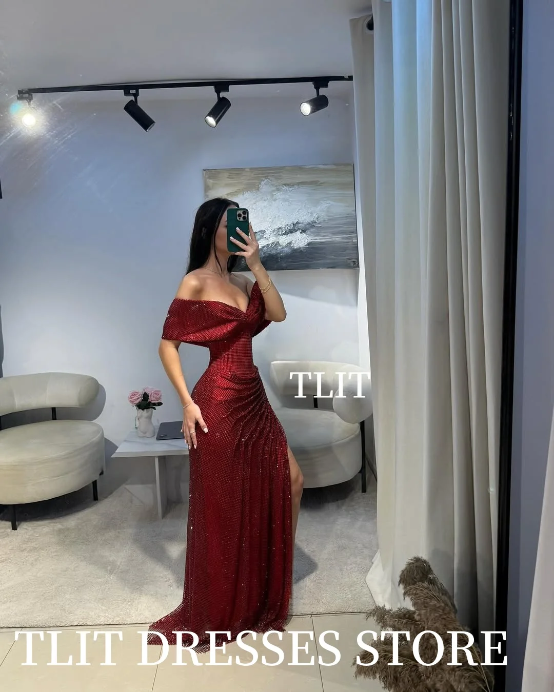 Suknie wieczorowe TLIT Luxury A-Line, nowe, w kolorze burgundowym, z odkrytymi ramionami, na formalne przyjęcia, z aplikacjami i kryształami, sukienki na studniówkę, możliwość personalizacji, kolekcja 2026.