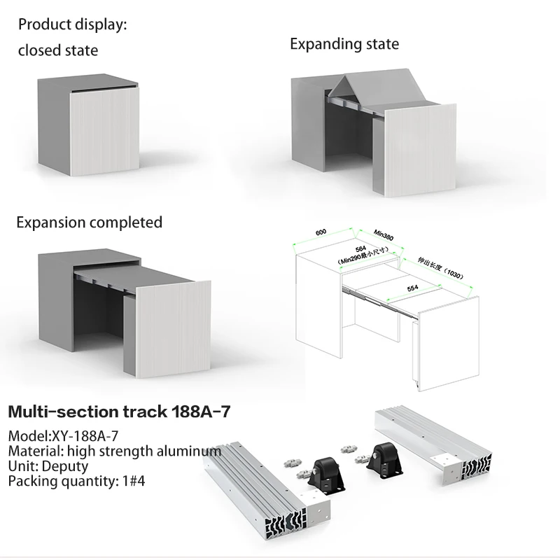 Hidden Pull-out Folding Dining Table Multi-functional Telescopic Cabinet Dining Table Guide Rail Slide Hardware Invisible