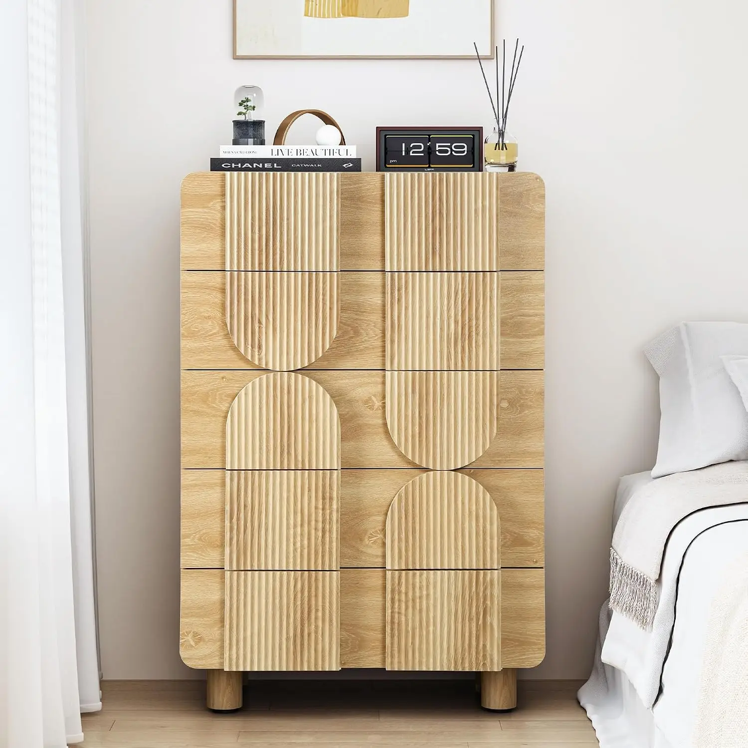 Fluted 5 Drawer Dresser, 46