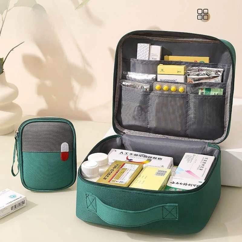 Bolsa de Medicamentos Portátil para Viagem e Casa, Organizador de Medicamentos de Grande Capacidade, Kit de Saúde para Camping ao Ar Livre