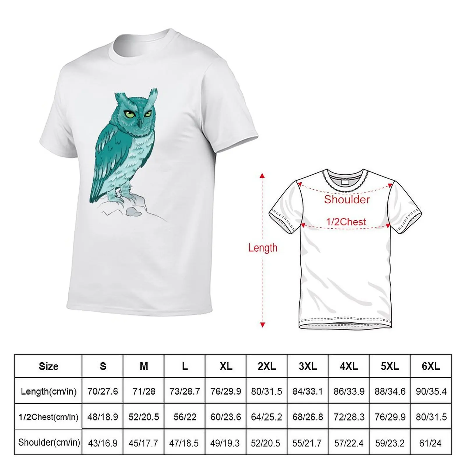 Teal Owl T-Shirt baggy shirts funny shirt cotton plain t shirts men