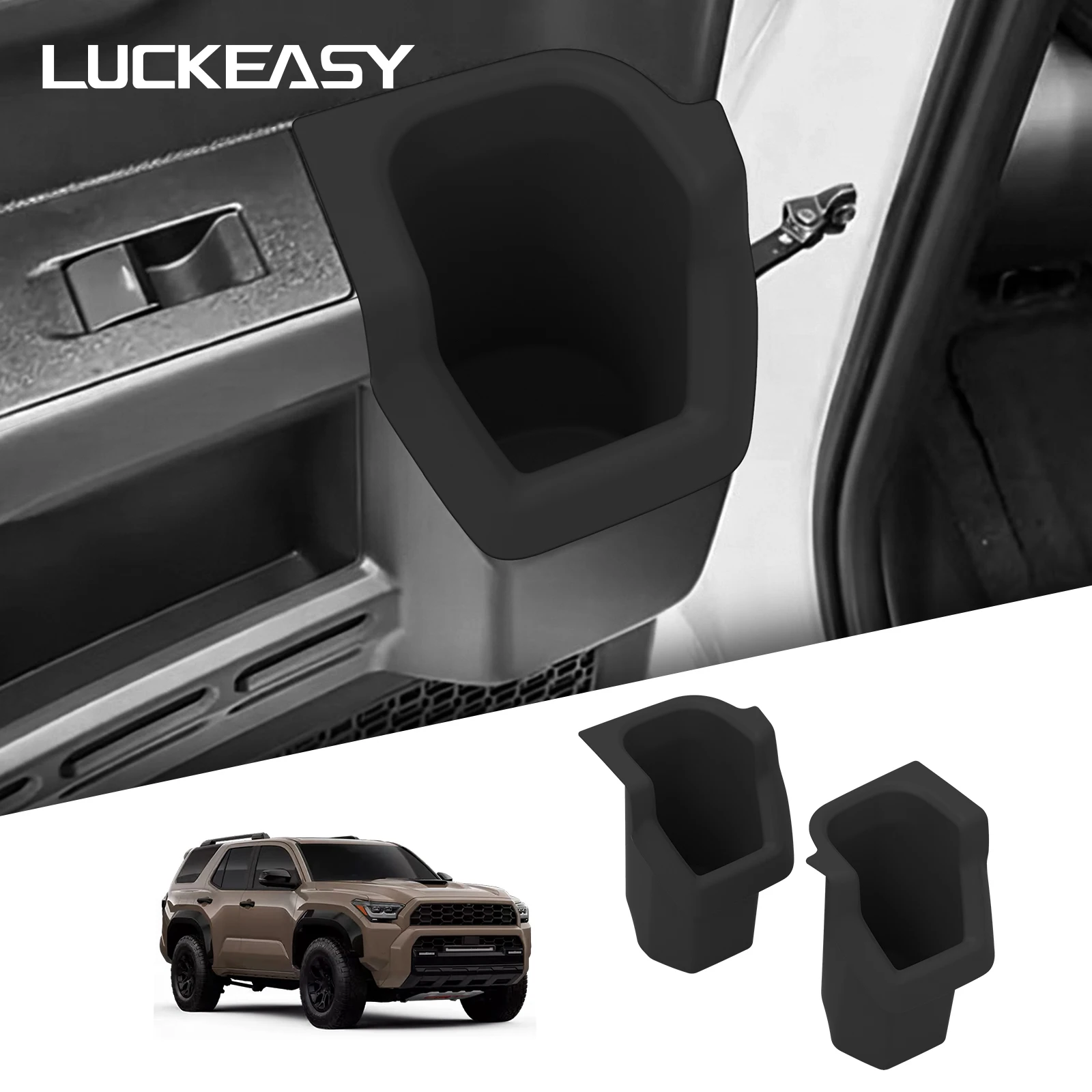 LUCKEASY für Toyota 4Runner 2025 2026 Hintertür-Getränkehalter Auto-Innenraum-Zubehör Getränkehalter Aufbewahrungsbox 2 Stück